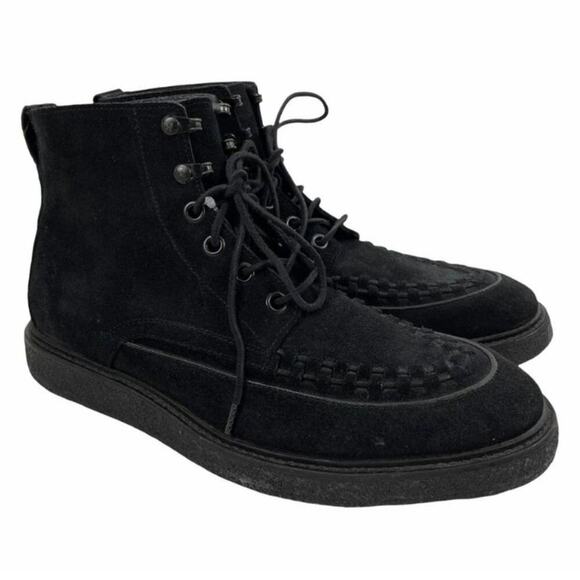 All Saints black suede leather lace up hiking Chukka combat boots men's size 11 - Picture 3 of 16
